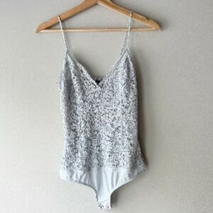 Express Lace Bodysuit in Light Blue